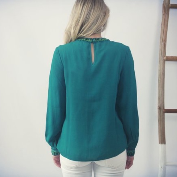 Anthropologie Daria Green Embroidered Blouse - Picture 3 of 7